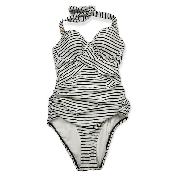 Victoria's Secret Other - Victoria's Secret White Swimsuit with Black‎ Stripes Women's Size 32A XS